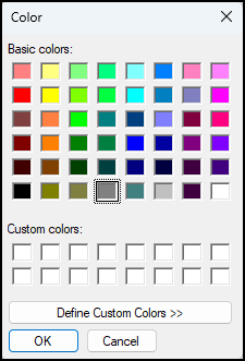 Image of basic colors on the Color window